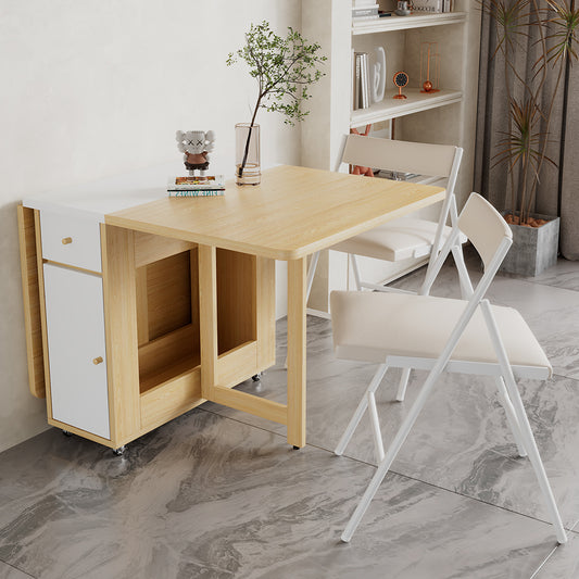 Light Wood with White Folding dining table and chairs